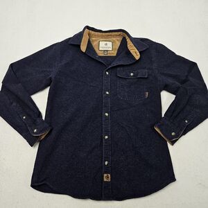 Legendary White Tails Flannel Shirt Size Medium Buck Camp Navy Blue Cotton